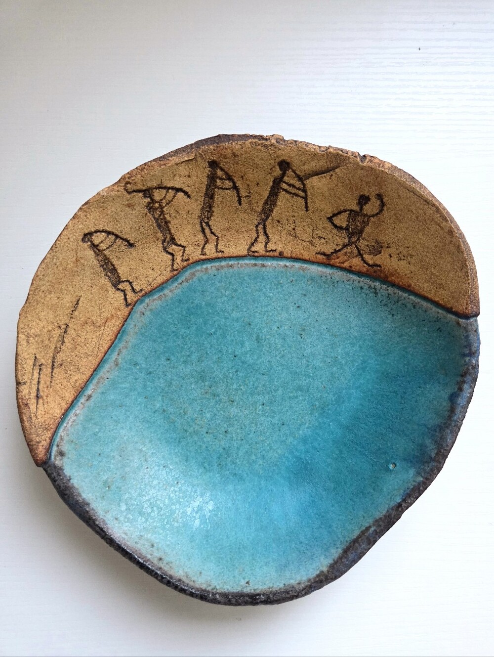 Judy Mohr Southwestern Stoneware Pottery Dish | Tribal Petroglyphs